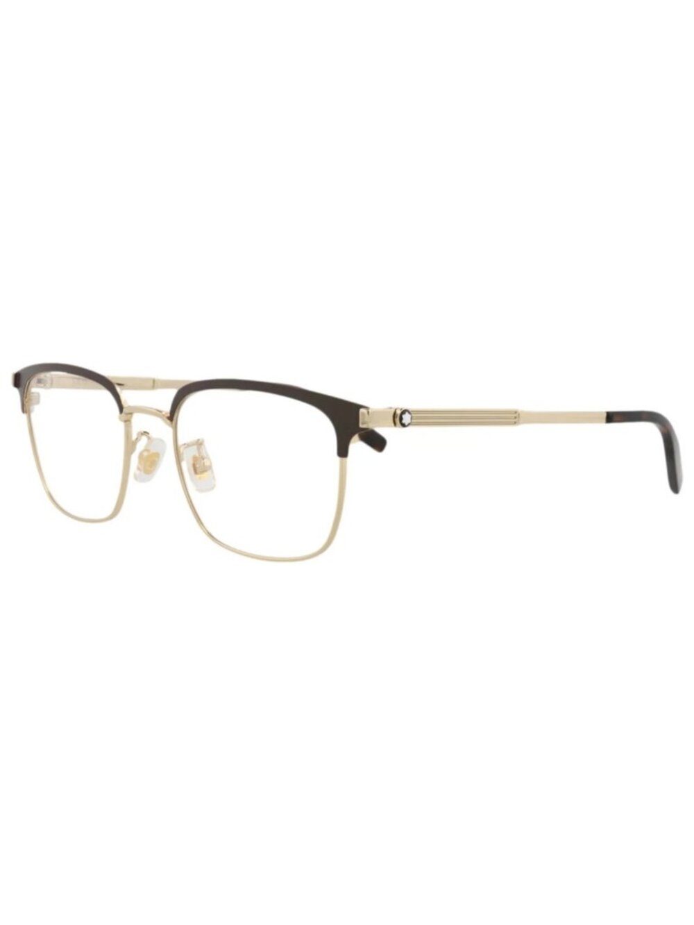 New Montblanc Women's Eyeglasses Square Rectangle Metal Frame Mens Gold Gold